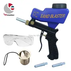 LEMATEC самотеком Пескоструйная пистолет с защитные очки и два сопла воздух Sandblast скорость Blaster песок пистолет пескоструйным