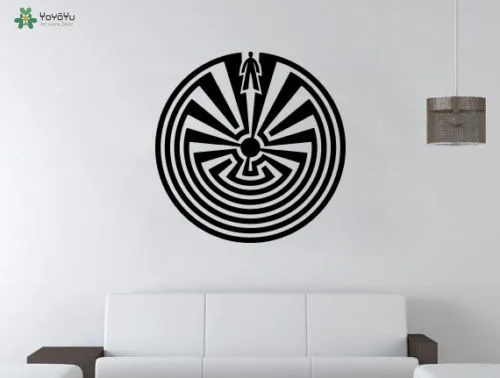 

YOYOYU Wall Decal Labyrinth Pattern Wall Stickers Head Symbol Vinyl Interior Creative Design Home Decor Removable Boys DIY SY929