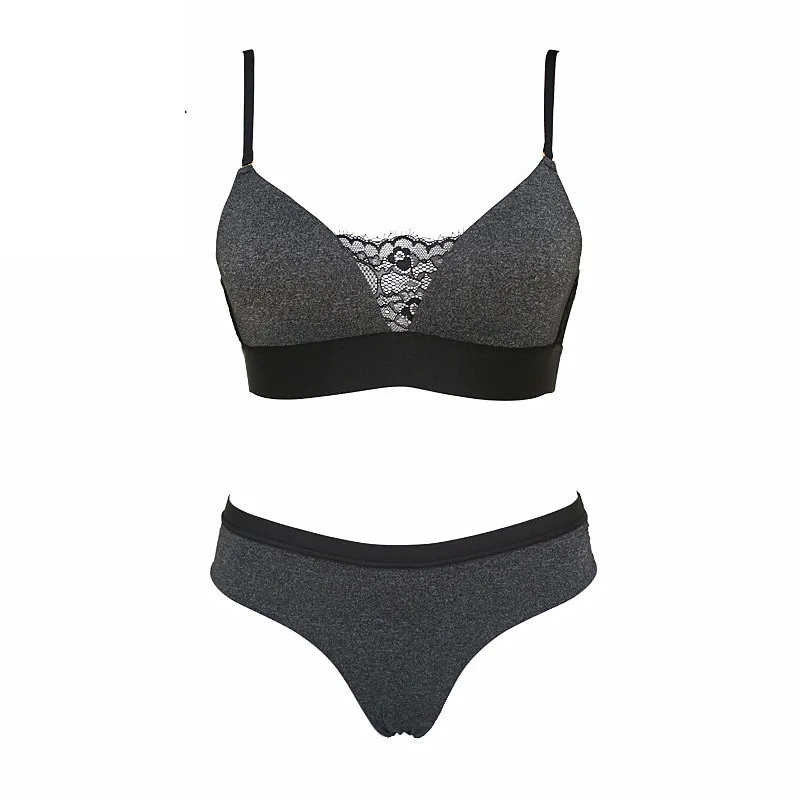 Dimissyo Women S Underwear Set Sexy Push Up Deep V Seamless Lace Bra Sets Thin Cotton Cup Bra