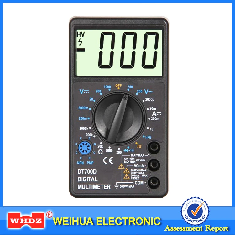 

WHDZ DT700D Mini Digital Multimeter Large Screen Overload protection Buzzer Square Wave Output Ampere Voltage Ohm Tester Probe