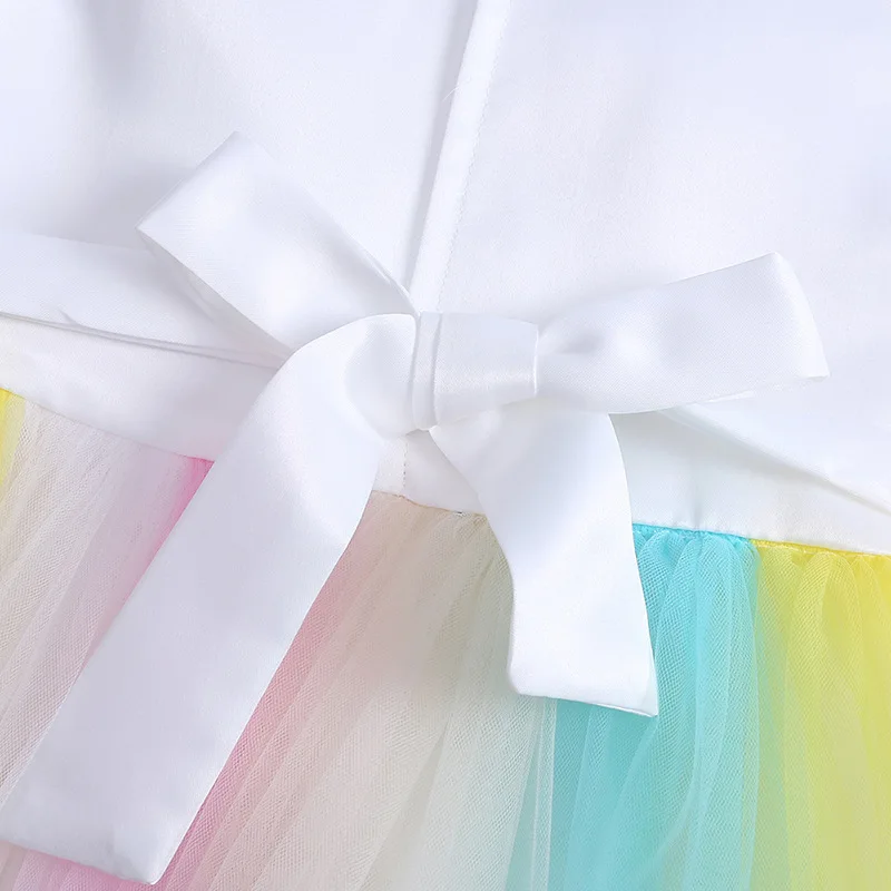 Summer Girls Rainbow Dress 2019 Elegant Teen Girl Wedding Party Pearl Dresses For Kids Princess Birthday Party Embroidered Dress (10)