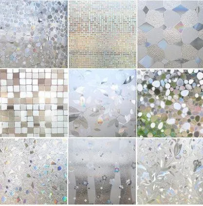 

Glue-free plastic-free 3D laser electrostatic glass film - move doors and windows flower paper sunshade window stickers -37