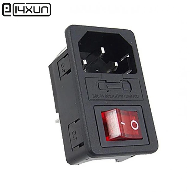 5pcs Red Light Power Rocker Switch Fused Iec 320 C14 Inlet