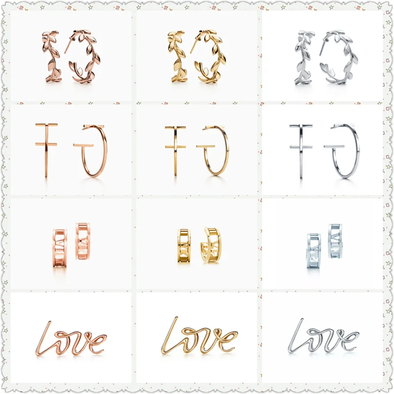 SHINETUNG S925 Стерлинговое Серебро Оливковый лист T шрифт римские цифры модные серьги женские логотип роскошные высококачественные ювелирные изделия