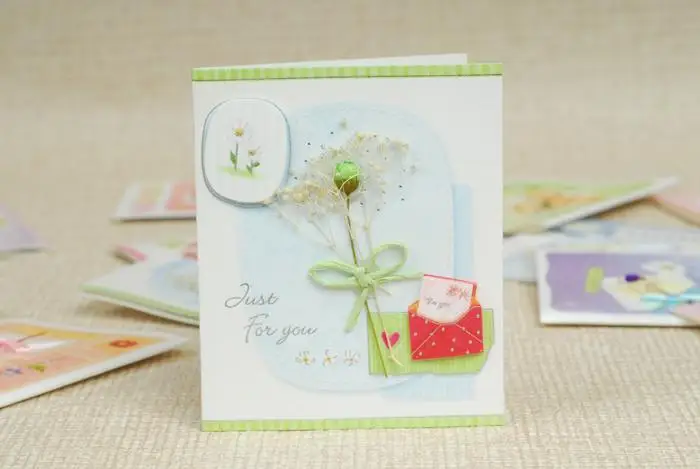 Ручной работы засушенные цветы небольшой поздравительная открытка для выражения благодарности подарок открытки с конверт 15 шт./лот