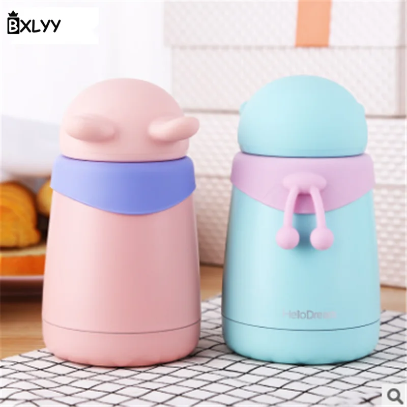 

BXLYY 2019 New Stainless Steel Vacuum Flask Creative Cartoon Belly Cup 300ml Students Use Leakproof 4 Colors Water Bottles.7z