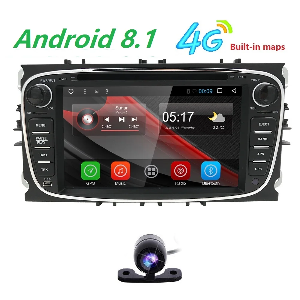 Clearance Hizpo 4 core Android 8.1 Car DVD Player 2Din radio GPS Navi for Ford Focus Mondeo Kuga C-MAX S-MAX Galaxy Audio Stereo Head Unit 4