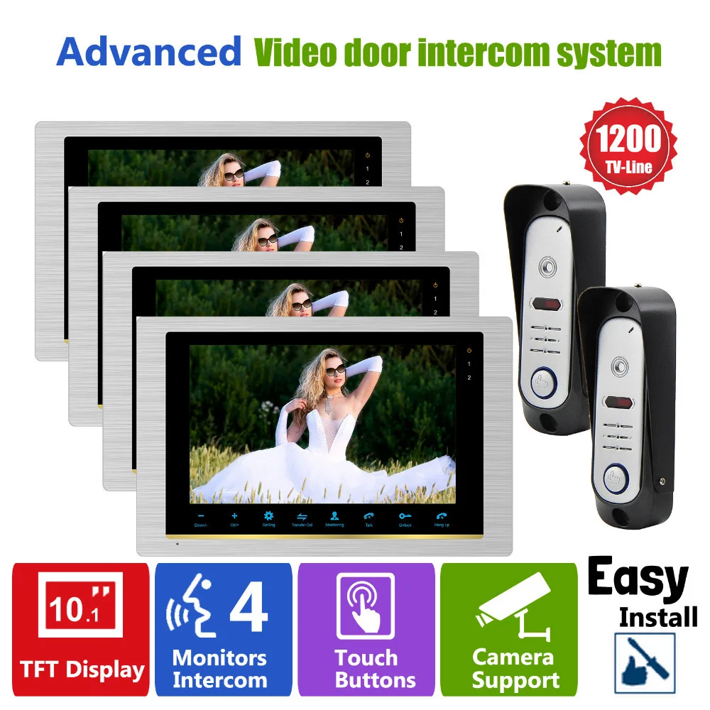 Homefong 10inch  home  Intercom Video Door Phone system front door   high resolution  Inter-conversation Doorbell 1200TVL