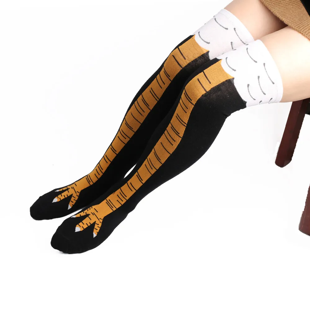 1 Pairs Keep Warm Cotton knee socks girls Fashion chicken feet funny printed socks Tube-shaped Comfortable Floor Socks warm