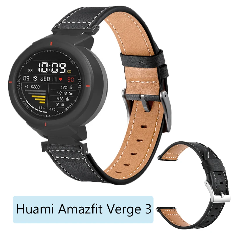 

COMLYO Soft Leather Strap for Huami Amazfit Verge 3 Watch Straps smart Watch Band Replacement Bands Bracelet Straps Belt