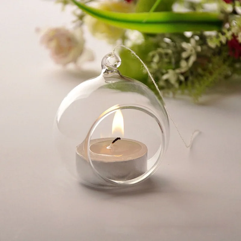 Clear Hanging Glass Candle Tea Light Holder Terrarium Air Plant Globe Ball Home Wedding Party Centerpieces Decor