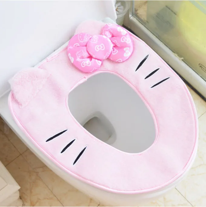 Hello kitty 2016 news toilet seat cover High quality cotton linter Bow