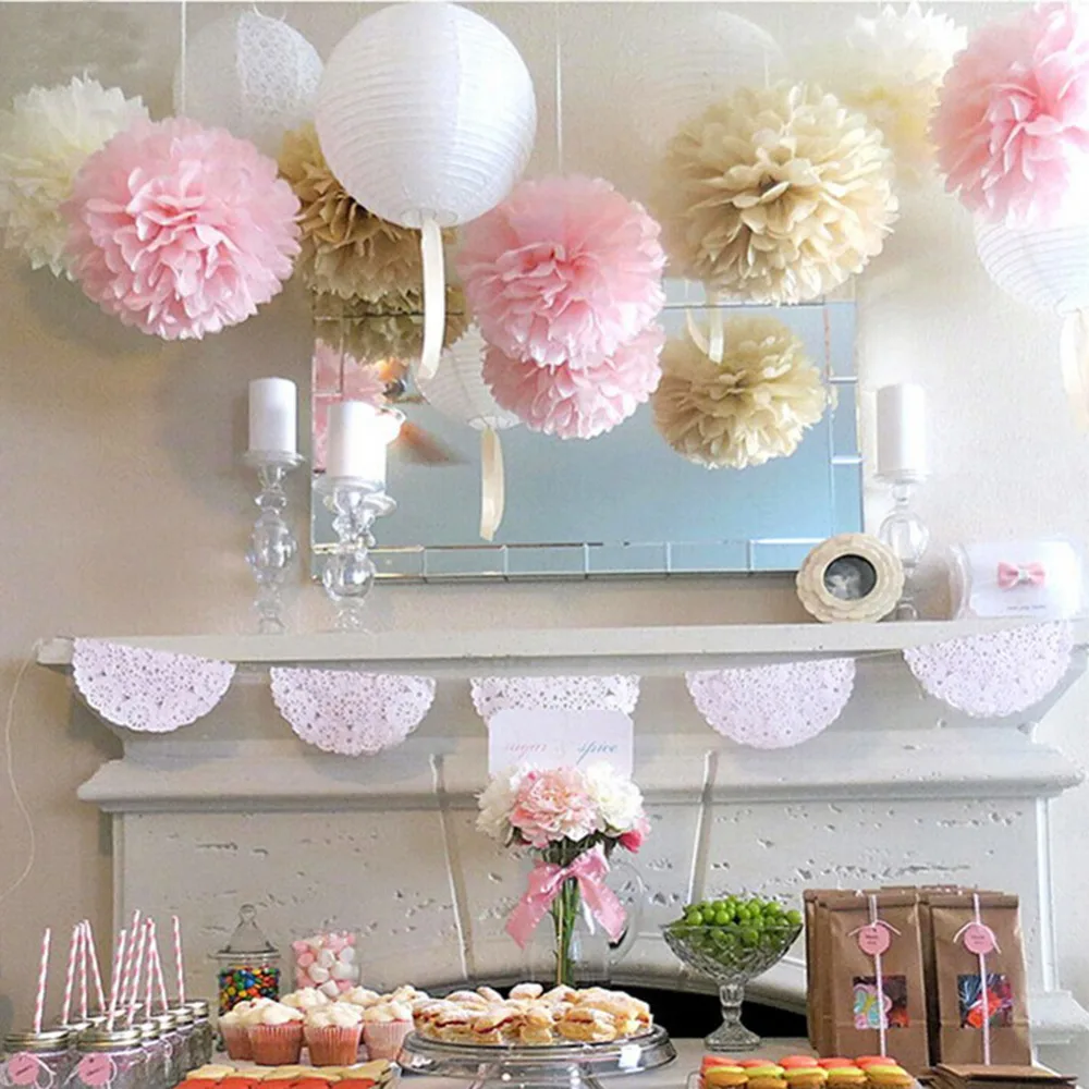 11pcs Sweet Wedding Tissue Paper Pom Pom Flower Pa...