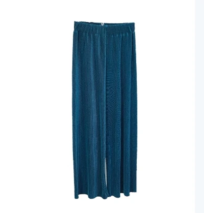 denim blue Весна Лето Новые Модные женские винтажные Широкие штаны с высокой талией женские длинные свободные мягкие тонкие плиссированные брюки для девушек - Цвет: denim blue
