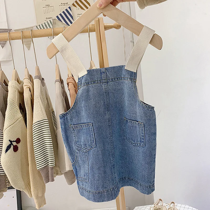 

Fashion Girls Overalls Dress Baby Infants Clothes Kids Children Girls Denim Jeans Dresses Overall Dress S8820