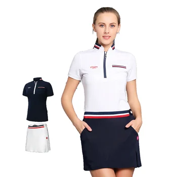 

PGM Golf Clothes Female Short Divided Summer Woman Pleated Tennis Mini Skirt T-shirt Lining XS S M L XL