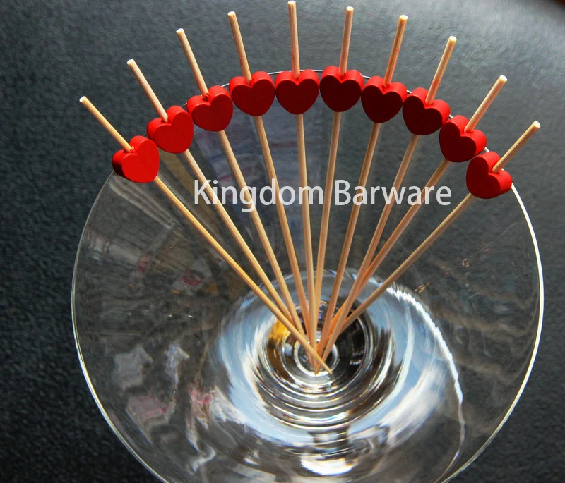 Free Shipping 100pcs Red Heart Bamboo Fruits Cocktail Picks Drink Picks