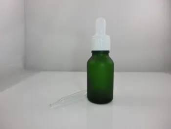 

Wholesale Lot of 100pcs 15ml -0.5 Oz Green Frosted glass bottles with White Plastic Tip glass dropper cap for Essential oils
