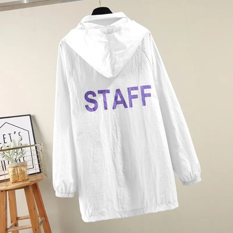 

Summer Korean Style Letter Printing Loose Sun Protection Thin Women Jacket Spring Sunscreen Female Student Coat 4 Colors Tops