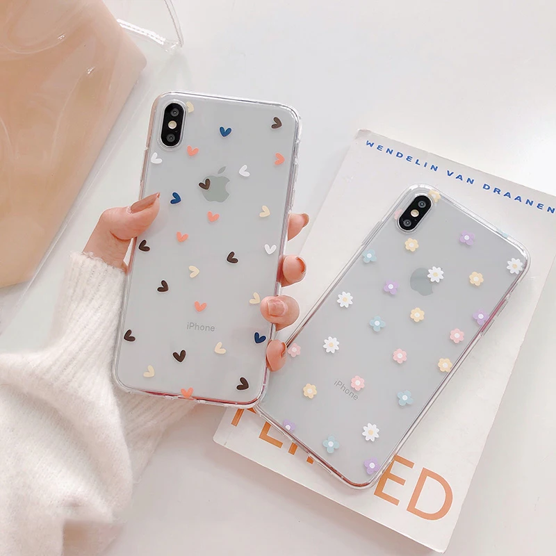 

luxury Love pattern Transparent Case On The For iphone 8 7 6 6s Plus TPU Silicone Case for iphone X XR XS MAX TPU silicone Case