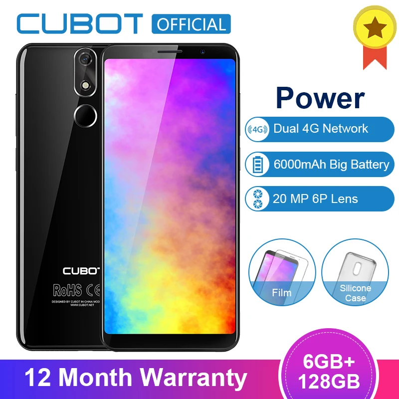  Cubot Power Android 8.1 Helio P23 Octa Core 6000mAh 6GB RAM 128GB ROM 5.99 Inch FHD+ 6P lens Smartp