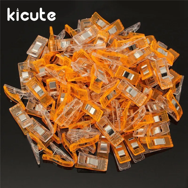 Kicute 100 шт цветная пластмассовая прищепка клипсы для квилтинга зажимы для лоскутного шитья Ремесло Зажим для одеяла DIY цвет случайный