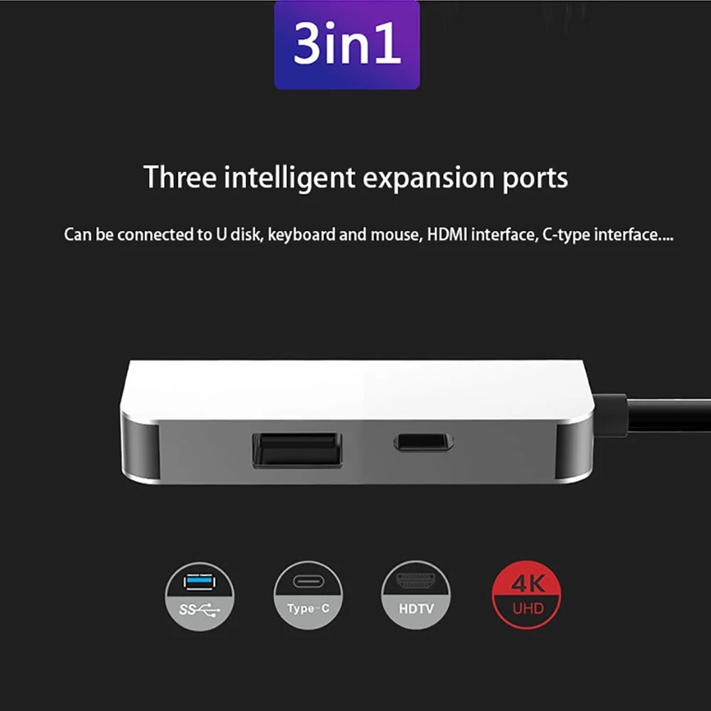 3 в 1 USB C type C к HDMI 4K адаптер док-станция USB3.0 PD втулка для быстрой зарядки Thunderbolt 3 для Macbook pro huawei Matebook samsung s9