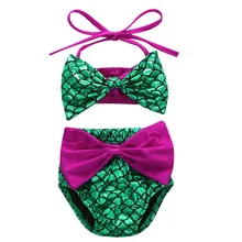 Новорожденный Купальник для девочки Русалка комплект бикини с бантом из двух частей купальники пляжная одежда