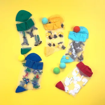 

10pairs/lot woman casual cartoon animal glass socks female Cartoon Ultra-thin Transparent animal Socks