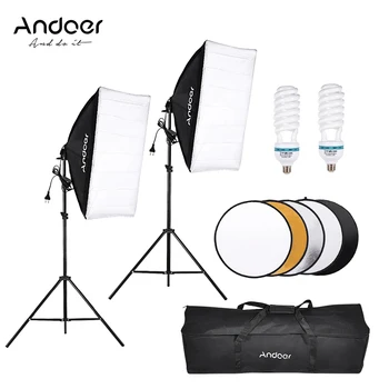 

Andoer Studio Light Kit Photography Studio Softbox Lighting Tent Kit With 2 * 135W Bulb and Aluminum Alloy Light Stand