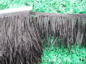 

Free shipping wholesale high quality natural 10 yards black Ostrich feathers Ribbon decorative 4-6 inch/10-12 cm Width