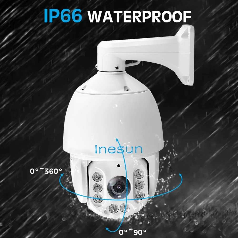 Inesun H.265 Outdoor PTZ IP Security Camera 7 Inch 5MP Super HD 2592x1944 30X Optical Zoom High Speed Dome IR night Vision 400ft Inesun H.265 Outdoor PTZ IP Security Camera 7 Inch 5MP Super HD 2592x1944 30X Optical Zoom High Speed Dome IR night Vision 400ft