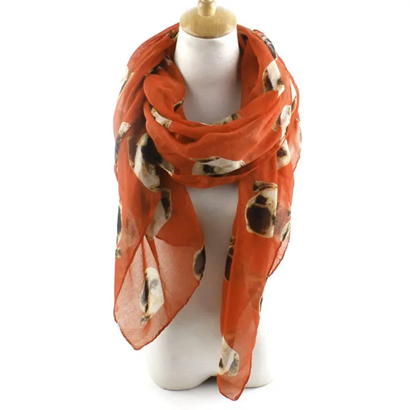 Lady Womens Long Cute Pug Dog Print Scarf Wraps Shawl Soft handkerchief women's scarves handkerchief hijab scarf 40FE2807