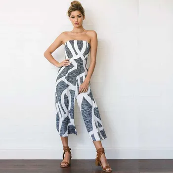 

Womens Sexy Sleeveless Print Holiday Jumpsuit Lady Casual Mini Backless Ladies Jumpsuit