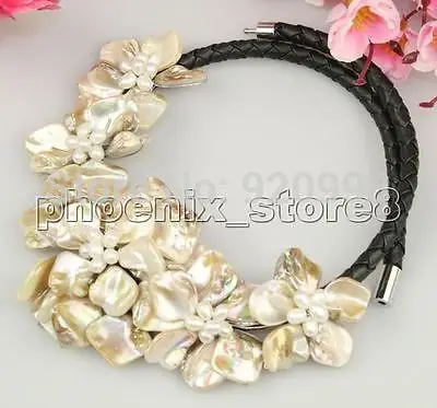 

Wholesale Free P&P******WOW ! BEAUTIFUL HANDWORK SHELL & PEARL NECKLACE #3806