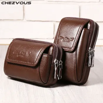 

CHEZVOUS Genuine Leather Belt Bag Case for Huawei/Xiaomi/Sony Luxury Bag Belt Clip Pouch for LG/Nokia Mobile Phone Bag 2 Styles