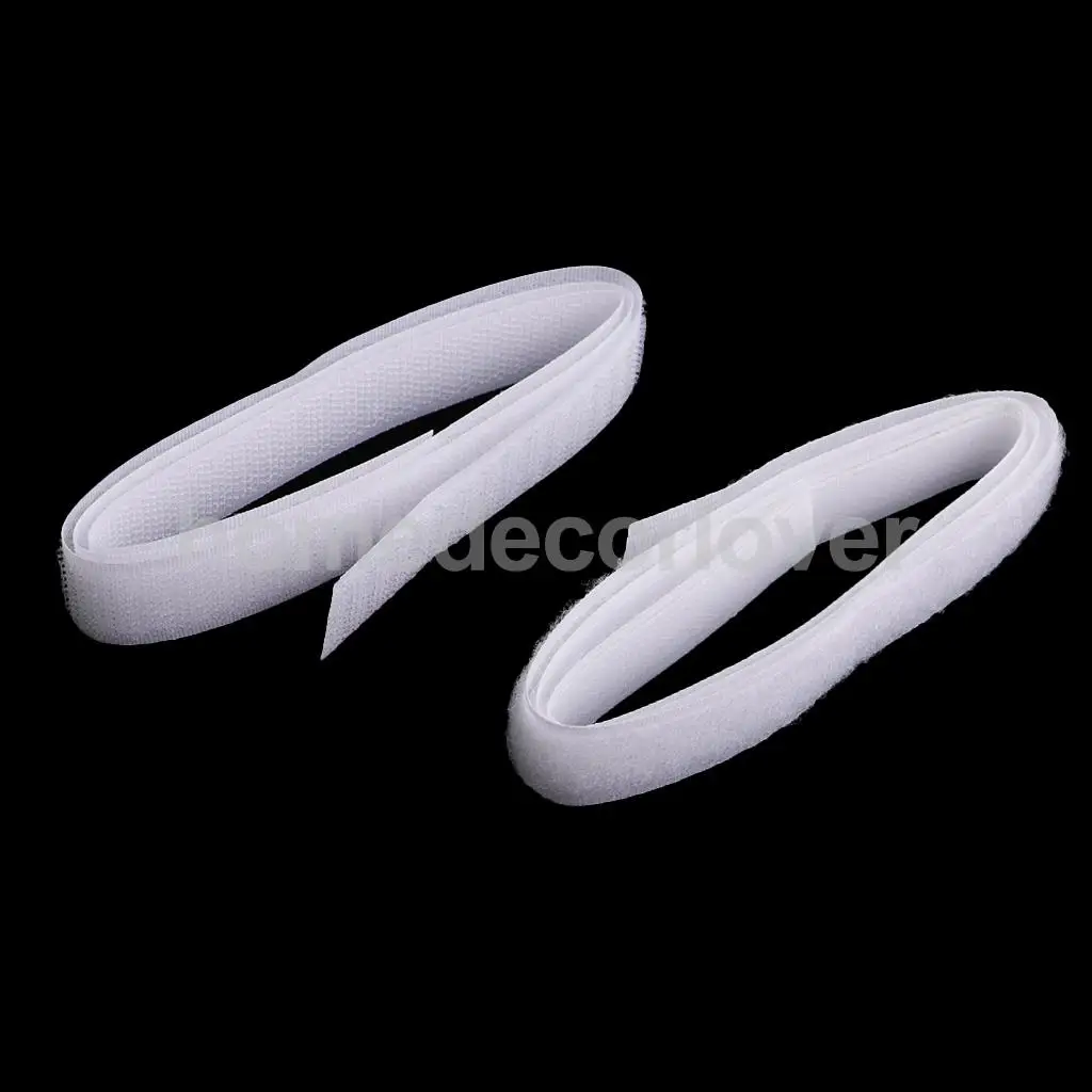 80cm 2Pcs Sewing Hook and Loop straps for clothing Black or White fastening tape not self adhesive