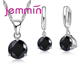 

Fast Shipping 925 Sterling Silver Weddings/ Engagements Necklace Pendant Earrings Sets For Women Fashion Jewelry