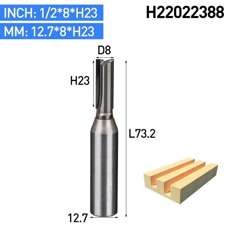 HUHAO 1 шт. 1/" хвостовик CVD покрытие прямые фрезы для дерева деревообрабатывающий резак шпаттер гравировальный станок PCD фрезы - Длина режущей кромки: H22022388