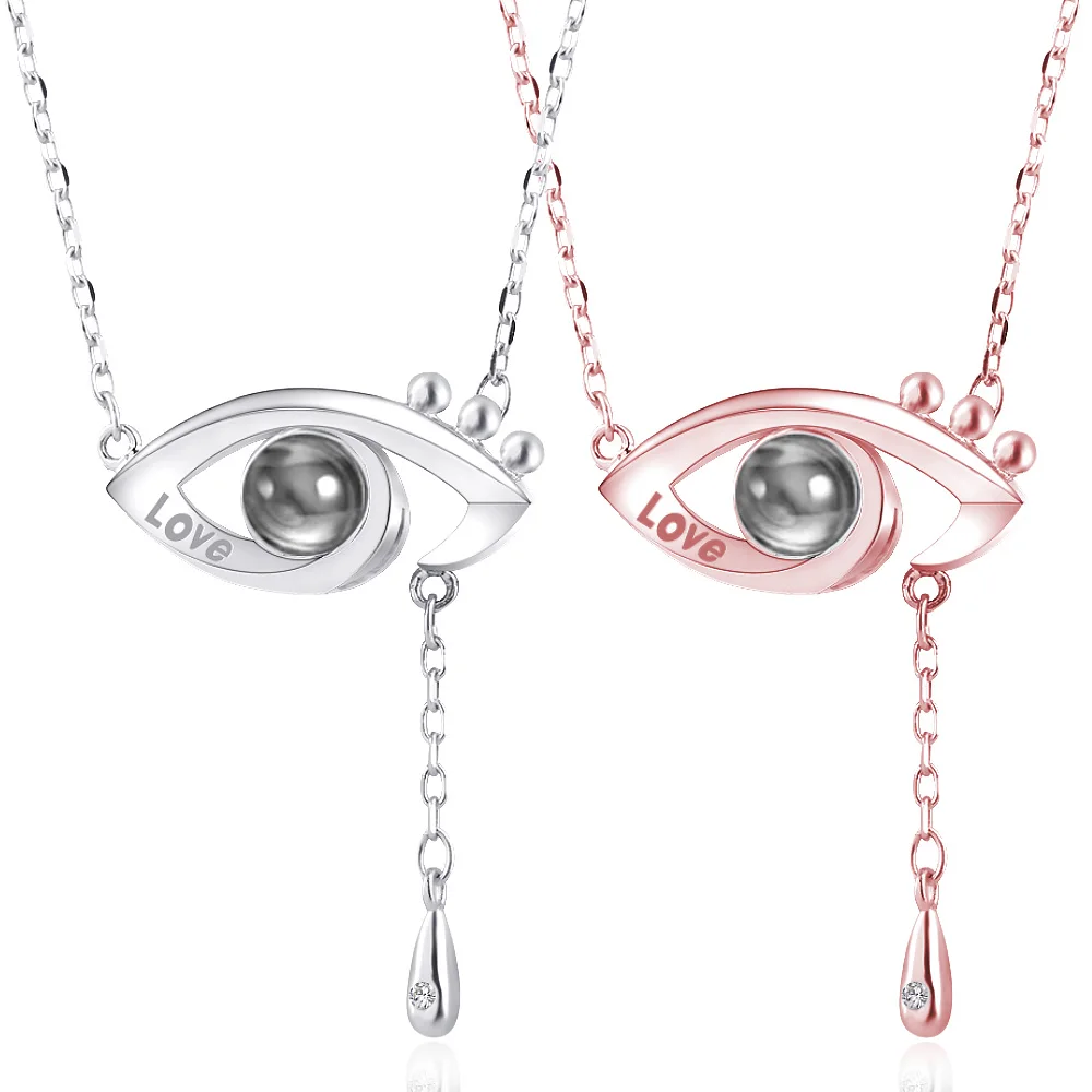 

100 Languages I Love You Projection Pendant Necklace Letter Crystal Her King & His Queen Couple Necklaces for Women Jewelry Gift