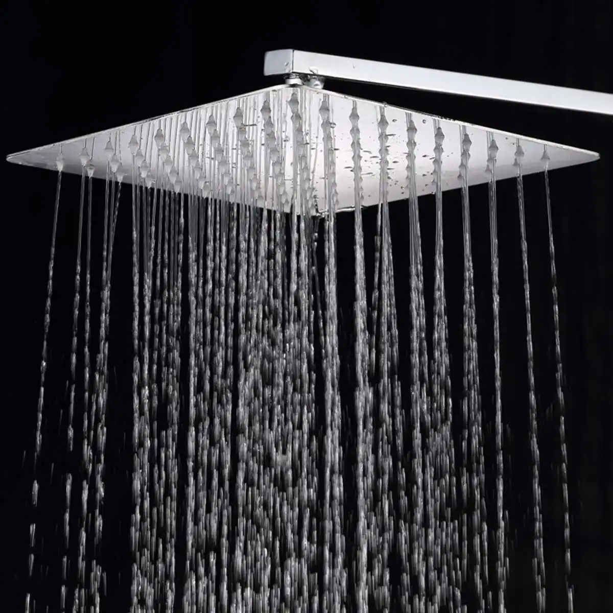 US $16.55 Square Bathroom Stainless Steel Rain Shower Head Rainfall 12 Inch Bath Shower Chrome Top Sprayer High Pressure Rainfall Shower