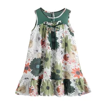 Летнее платье для девочек коллекция года, одежда для детей костюм с цветочным рисунком для маленьких девочек элегантное вечернее платье для детей возрастом 8, 10, 12, 14 лет Детские платья для девочек