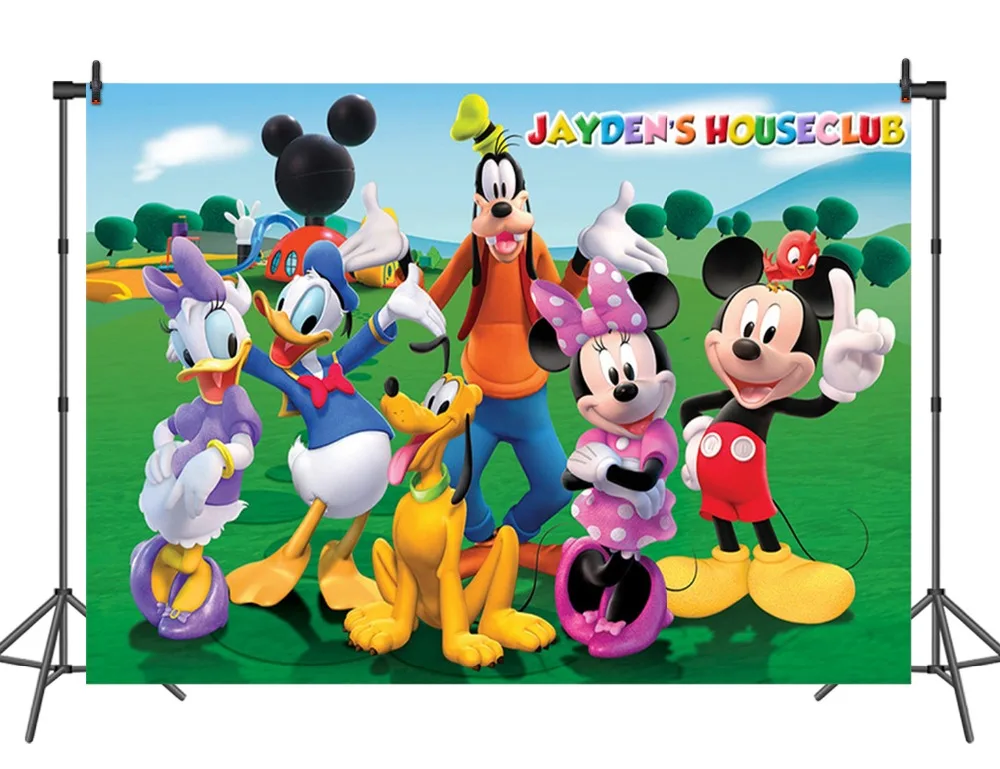 

Sensfun welcome to club house photography backdrop mickey and minnie birthday party photo backgrounds vinyl backdrop