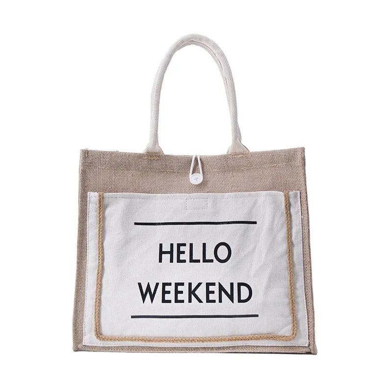

High Quality Women Handbags Canvas Tote bags Letters Decorate Reusable Cotton High Capacity Shopping Beach Bag
