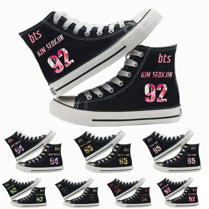 

Kpop BTS BT21 Bangtan Boys ARMY Canvas Hightops Fashion Shoes JUNGKOOK JIMIN V Suga Women Casual Sneakers New