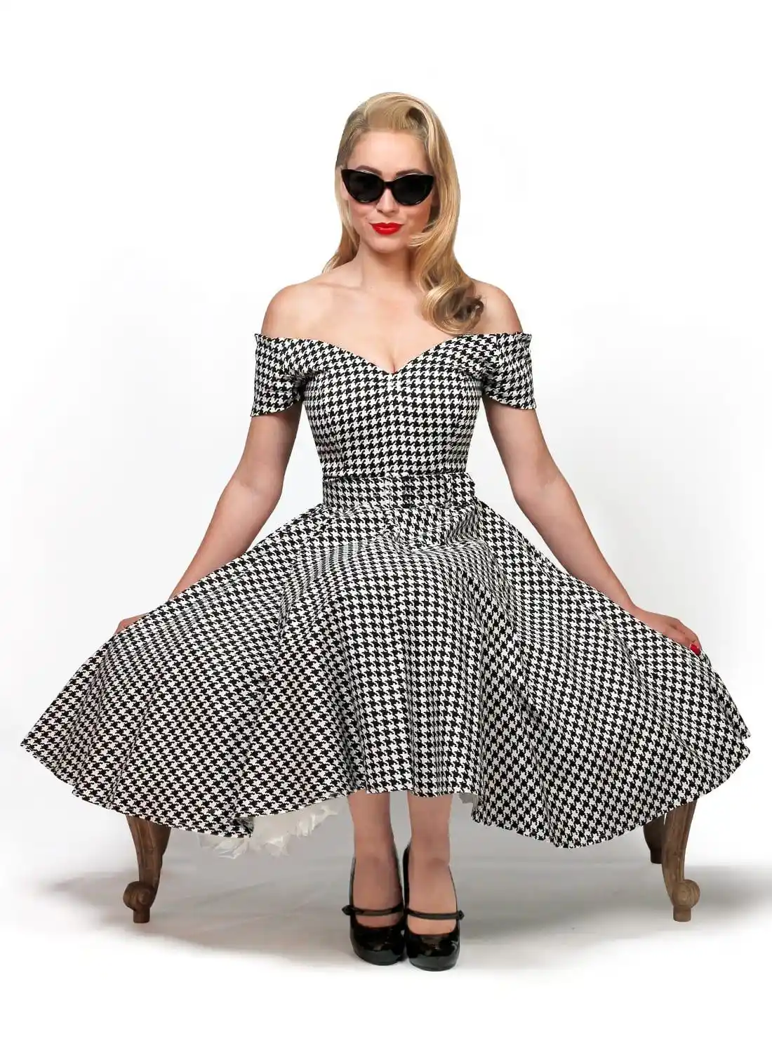 black 1950s swing dress
