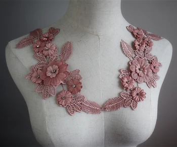 

10 pairs multi colors 3D flowers embroidery collar Lace Appliques Patches, fine and pretty Floral Embroidered Lace Applique