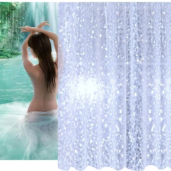 

Semi-Transparent Waterproof Shower Curtain Cobblestone Pattern Shower Curtains for Bathroom -Drop