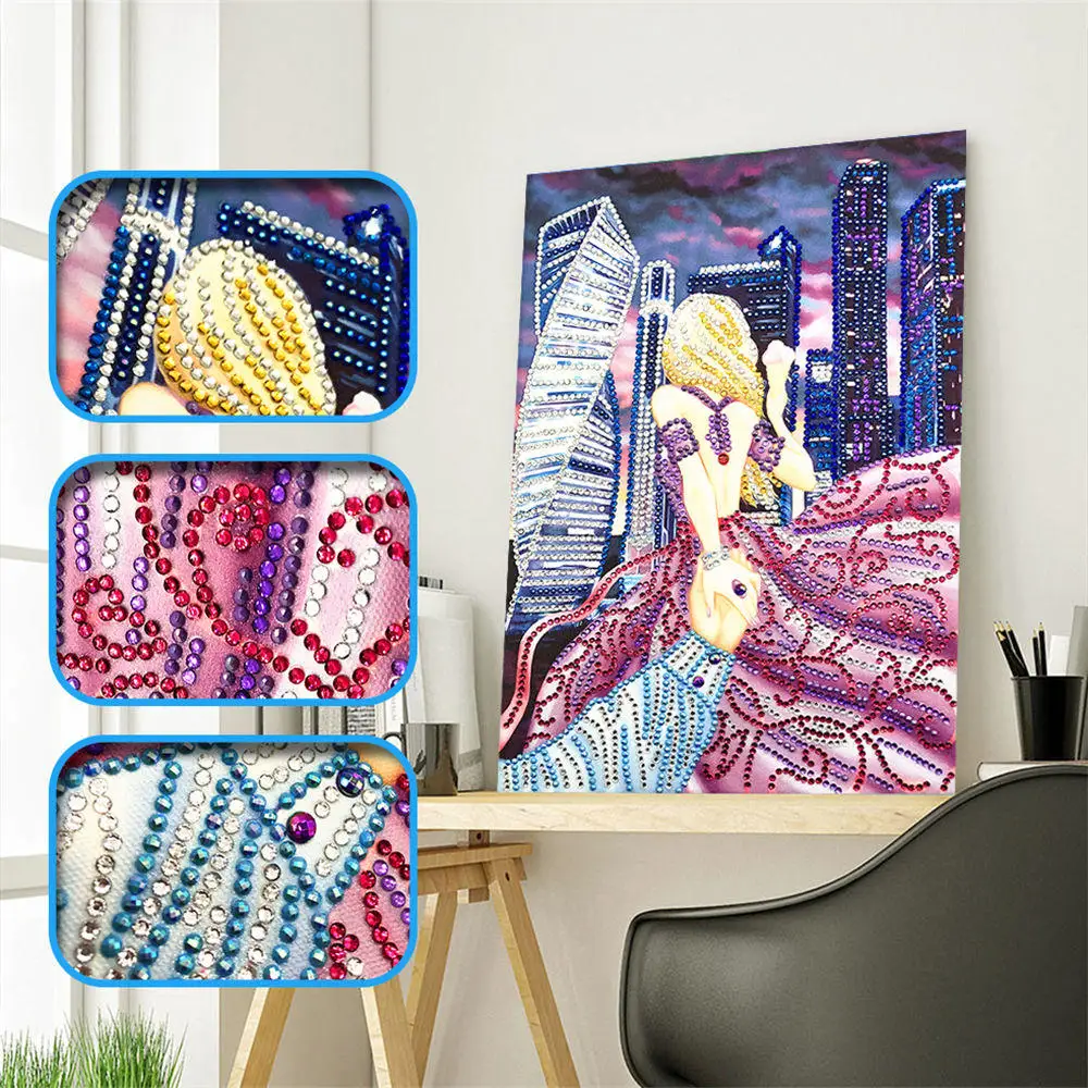 

Special DIY 5D diamond embroidery lover couple circle diamond special shape cartoon painting rhinestone crystal decor painting