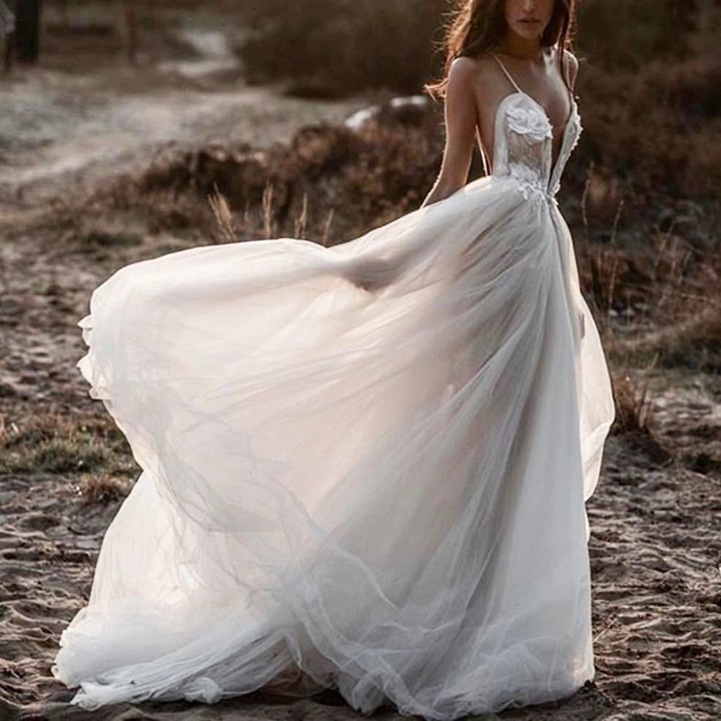 

summer​ Ladies dress white Wedding straps Elegant dress Backless Deep v Long women Dress